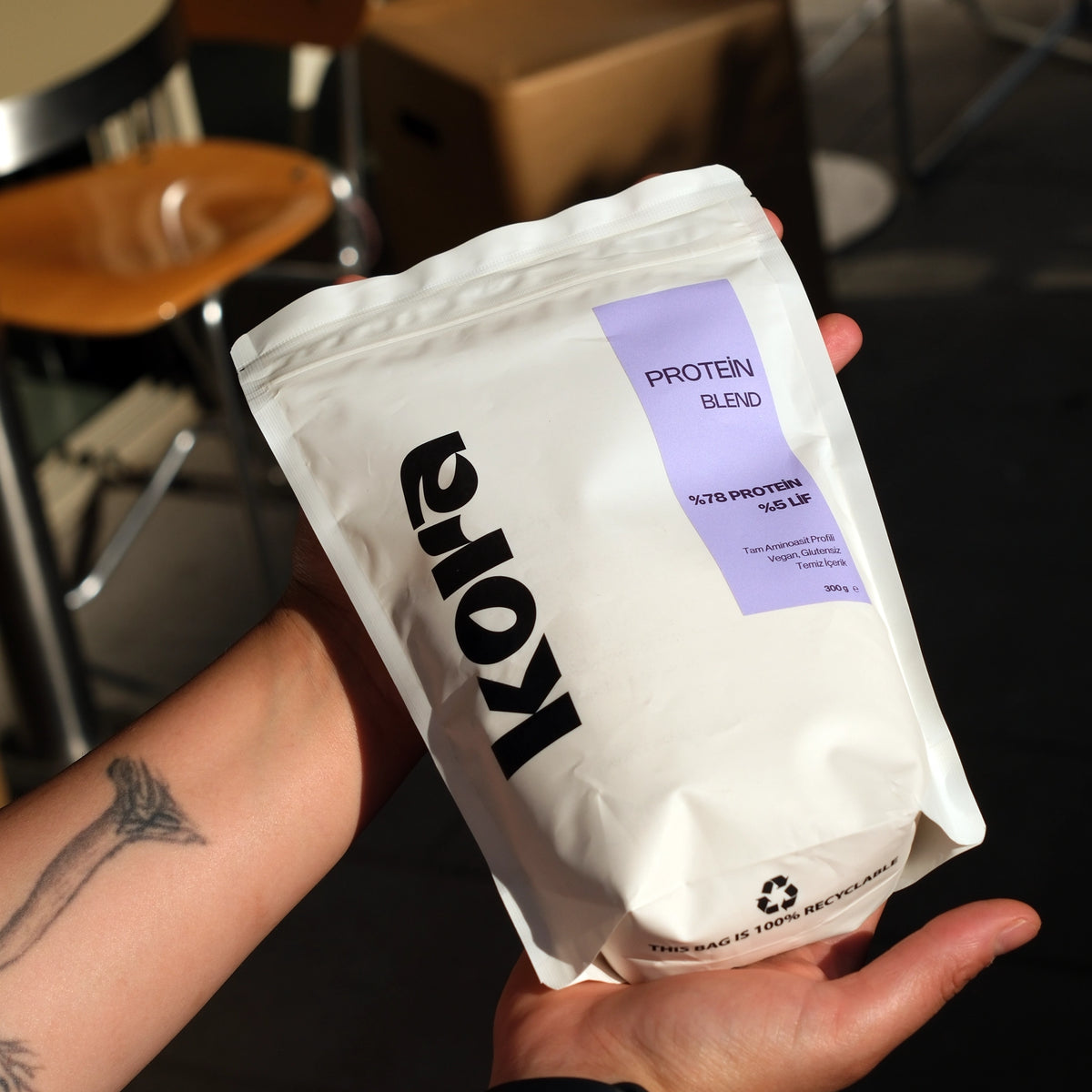 KORA Protein Blend ürün kullanım görseli