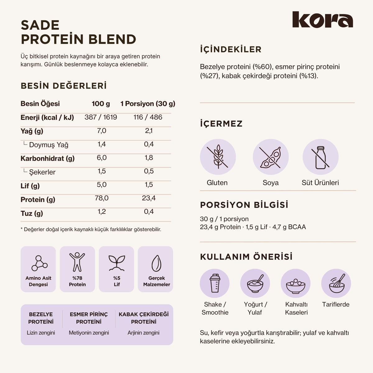 KORA Protein Blend ürün detay görseli